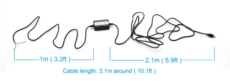 XCGaoon постоянного тока 12В/24В 5В 2.5A 3,1 м Mini USB жесткий провод комплект оборудования для Dash Cam Reaview зеркало Камера автомобильное зарядное устройство для GPS с автоматической зарядкой