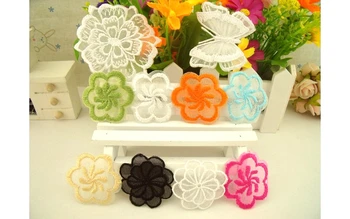 

embroideried customised flower badge,iron on,heating soft gum back,nice quality