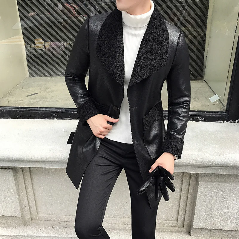 

Middle and large men's fur coat winter new style slim handsome locomotive leather coat coat