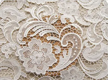 

ivory lace fabric with classic floral pattern, guipure lace fabric, bridal lace fabric, african lace fabric