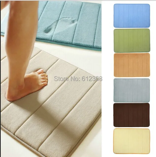 

Free 50*80cm Memory Foam Bath Mat Designer Balcony Bathroom Microfiber Mat Shower Rugs Entrance With Non Slip Back Backing
