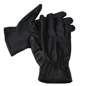 

new Gloves Men Warm Cashmere PU Leather Gloves Male Winter Gloves Driving Waterproof Black Gloves Apparel Accessories
