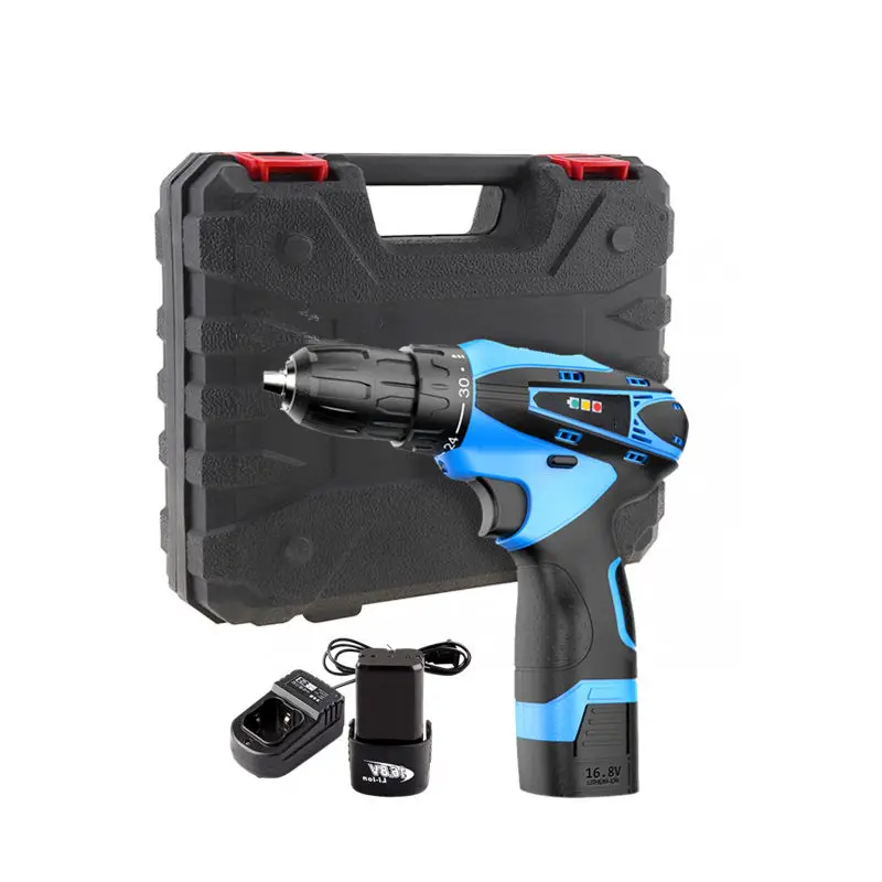 

16.8V battery*2 Household Cordless Electric Screwdriver Handheld Cordless Power Tool Mini Electric Drill With Plastic suitcase