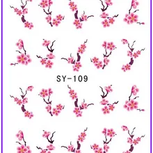1х стикер для ногтей, элегантный цветок сливы, переводные наклейки на ногти, наклейка с водой, Opp рукав, упаковка SY109