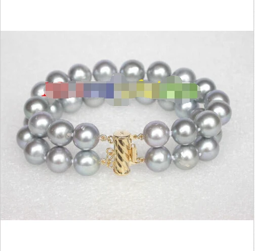 

Genuine 8" 12mm round Gray Freshwater pearls bracelet 14KGP/20 clasp j8534 e SHIPPING 5.25