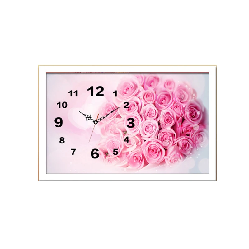 

Simple Modern Diamond Painting Full Paste. Living Room.BedroomRose Flower Stick Diamond Cross Stitch Clock