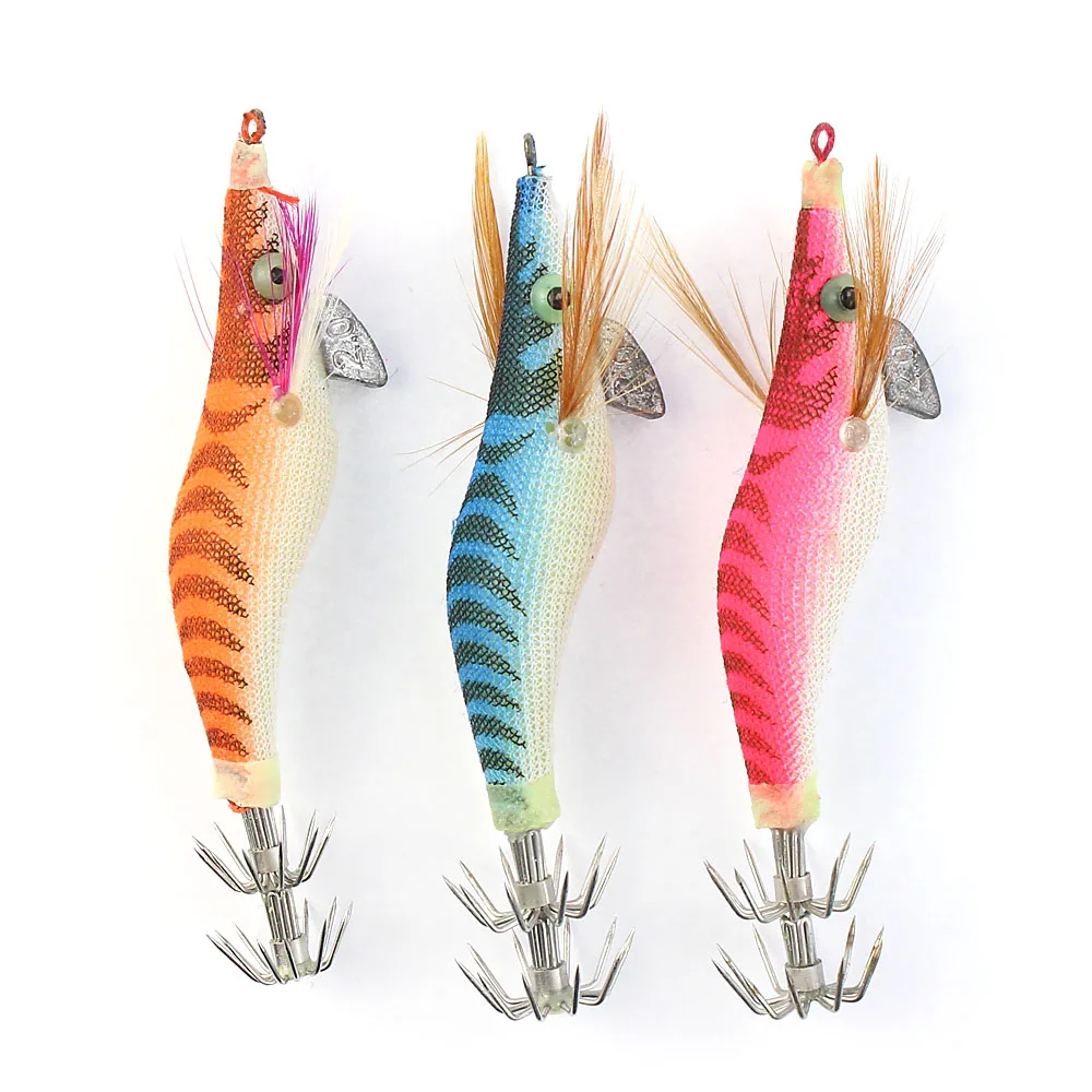 

2# hook Saltwater Fishing Wooden Lure Luminous Shrimp Bait Saltwater Fishing Squid Jig Tackle Hook 8CM/7.4G 1PCS