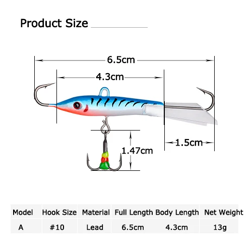 Goture, 1 шт., 7,7 см, 16 г, приманки для зимней подледной рыбалки#8, тройной крючок, свинцовая приманка для джиггинга, Banlancer, Рыбная ловля окуня, щука, Walleye - Цвет: C10957-5