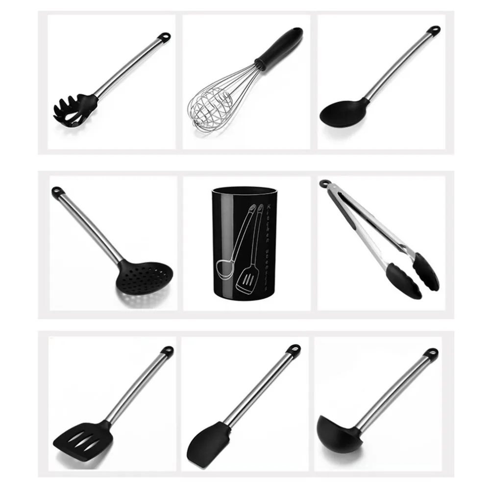 9pcs/set Multifunctional Silicone Non-stick Cooking Tools Kitchen Utensil Kitchenware Supplies Spoon Soup Ladle Spatula Turner 9pcs/set Multifunctional Silicone Non-stick Cooking Tools Kitchen Utensil Kitchenware Supplies Spoon Soup Ladle Spatula Turner
