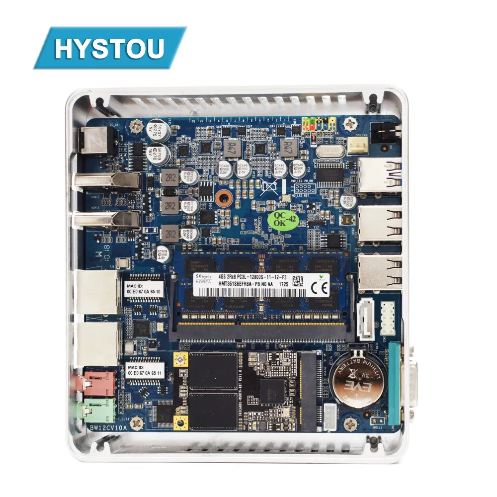 Новый Intel NUC N3160 Hystou Nano ITX PC двухканальный сетевой адаптер 2 LAN безвентиляторный