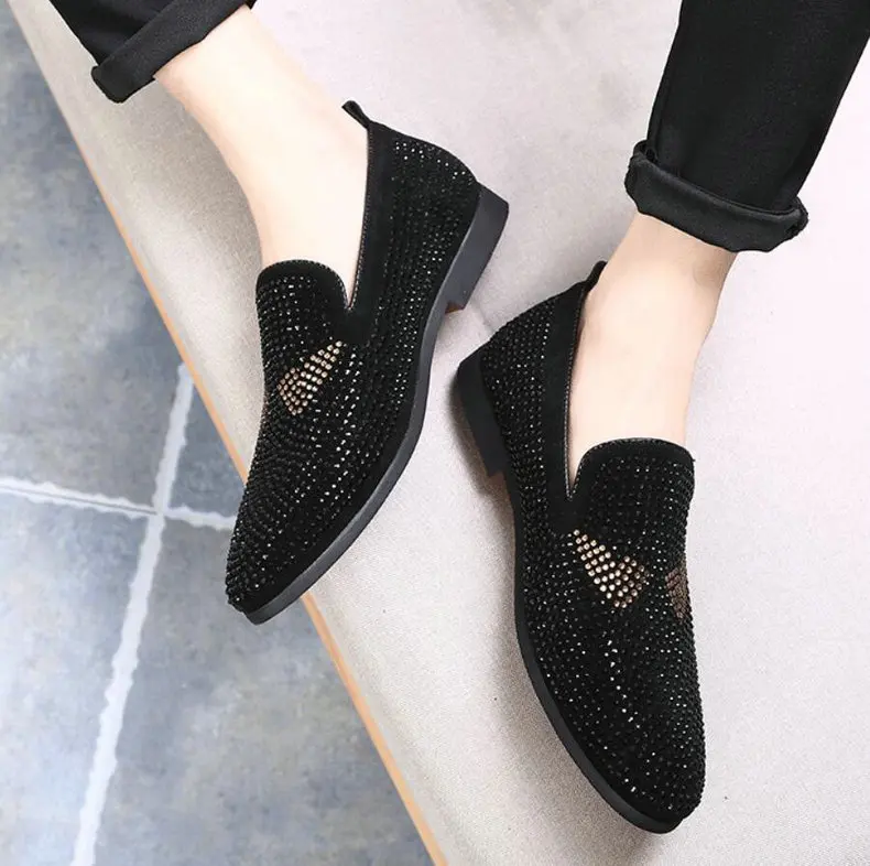 Men's Casual Shoes Shoes Men Breathable Slip-On Black Casual Shoes Men Summer Large Size Mens Loafers Rivet Boat Shoes Size 45 (4)