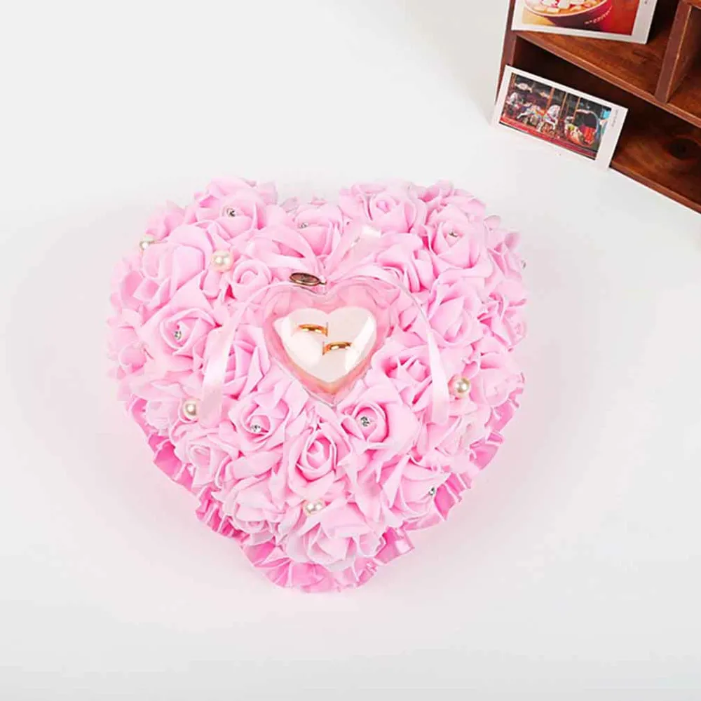 1 шт красочные новые элегантные розы свадебные сувениры в форме сердца Дизайн Подарочное кольцо коробка подушка
