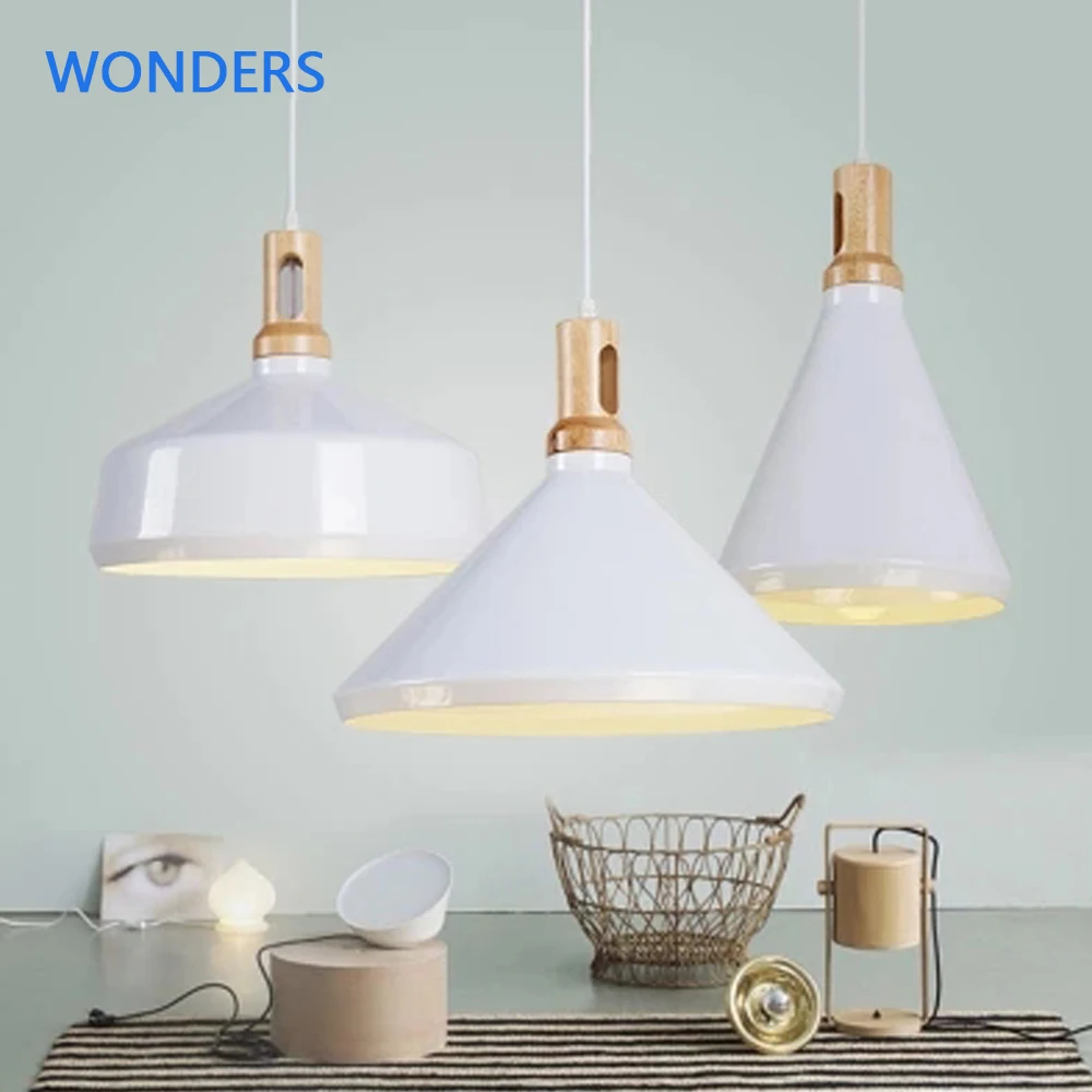 Loft Style Instrument ABC Pendant Lights Aluminum Wood E27 Pendant Lamp Matt White Hanging Light for Dinning Room/Bar modern pendant light wood aluminum lamp e27 socket loft style hanging light black white lampshade 320mm wpl149