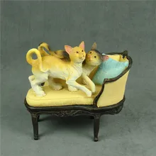 Ретро кошка пара миниатюрный ручной работы Смола Kitty фигурка влюбленных Декор подарок и ремесло орнамент для свадьбы и Дня Святого Валентина