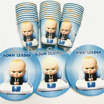 

60pcs/lot Boss Baby Theme Party Disposable Cup Tableware Birthday Baby Shower Paper Cup Plate Little Boss Supplies Decorations