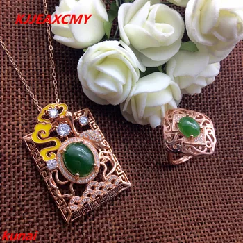 

KJJEAXCMY boutique jewels 925 silver inlaid natural hetian jade ring pendant lady's suit for necklace.