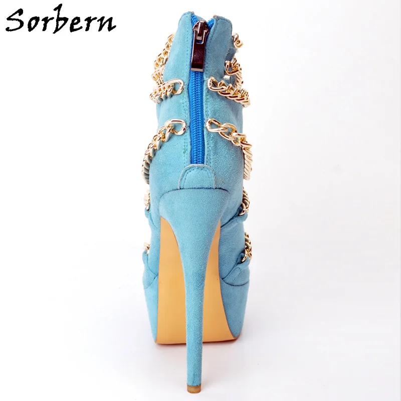 Femme Ouvert Sur 2018 Hauts Nouveau 2017 À Pu Glissement Talons Bleu Chaîne Mode Sexy Service Ciel Sorbern Zip Bout Personnalisé Couleurs Avec Chaussures custom Talon qatIxfvH