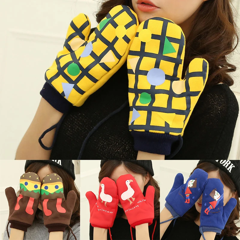 Sale Couple Gloves Warm Winter Preppy Style Full Finger 2018 Cartoon