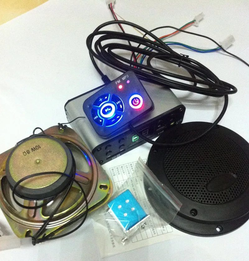 

12V Motorvechile Motorcycle MP3 player Scooter waterproof speakers 2.5m wire remote control Amplifier