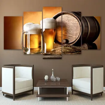 

HD print Brewage Beer Drink Kitchen Bar Posters Canvas Print Art Painting Home Decor 5Pcs