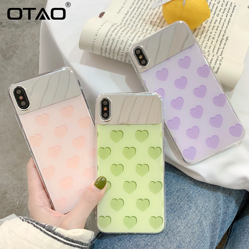 OTAO зеркальный чехол для макияжа iPhone 8 7 6 6s Plus X Мягкая ударная ТПУ крышка