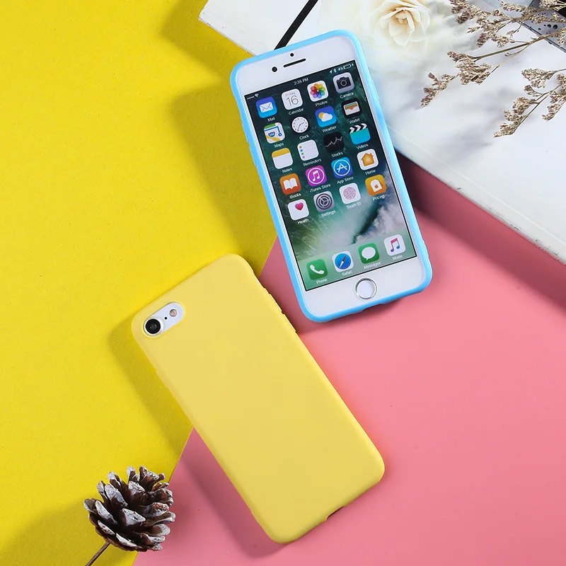 Для iPhone 6 Plus чехол Сверхтонкий Мягкий для X XR XS макс 7 8 6s плюс 5 5S SE Карамельный цвет
