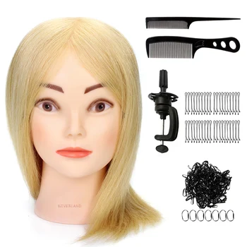 

16'' 100% Real Animal Hair Hairdressing Training Head Hairstyle Design Braiding Curling Hairstyle Doll Mannequin Head