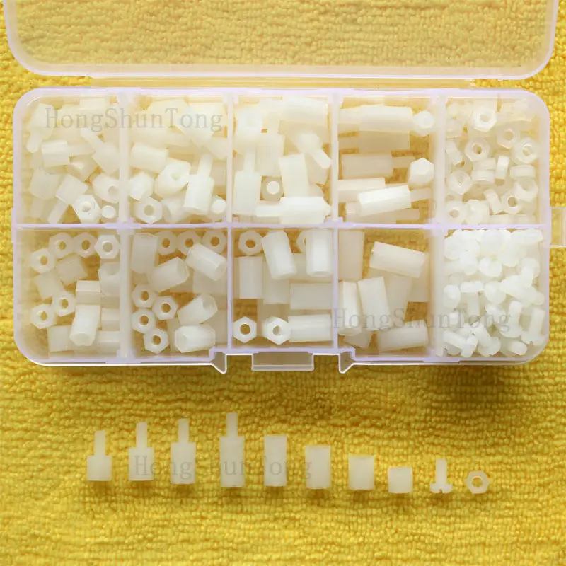 

New 300pcs/Box M3 Nylon White M-F/F-F Hex Spacers Screw Nut Assortment Kit