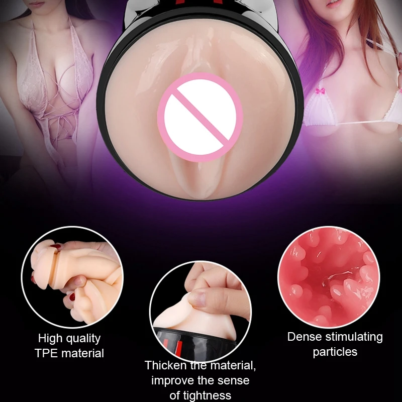 New Intelligent Interaction Electric Hip Male Masturbator Dual Engine Vibrating Artificial Vagina Strong Sucker Sex Toys for Men