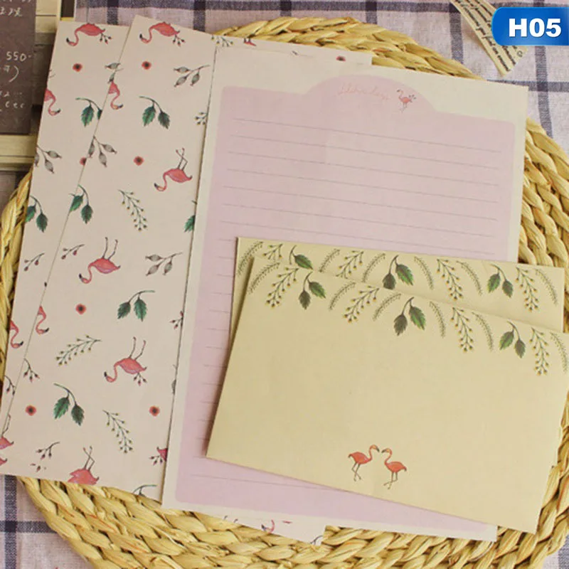 Корейские канцелярские товары для детей Подарки конверт мелкий цветок животное письмо Pad набор Письмо Бумага+ комплекты из конвертов бумага для письма - Цвет: 05