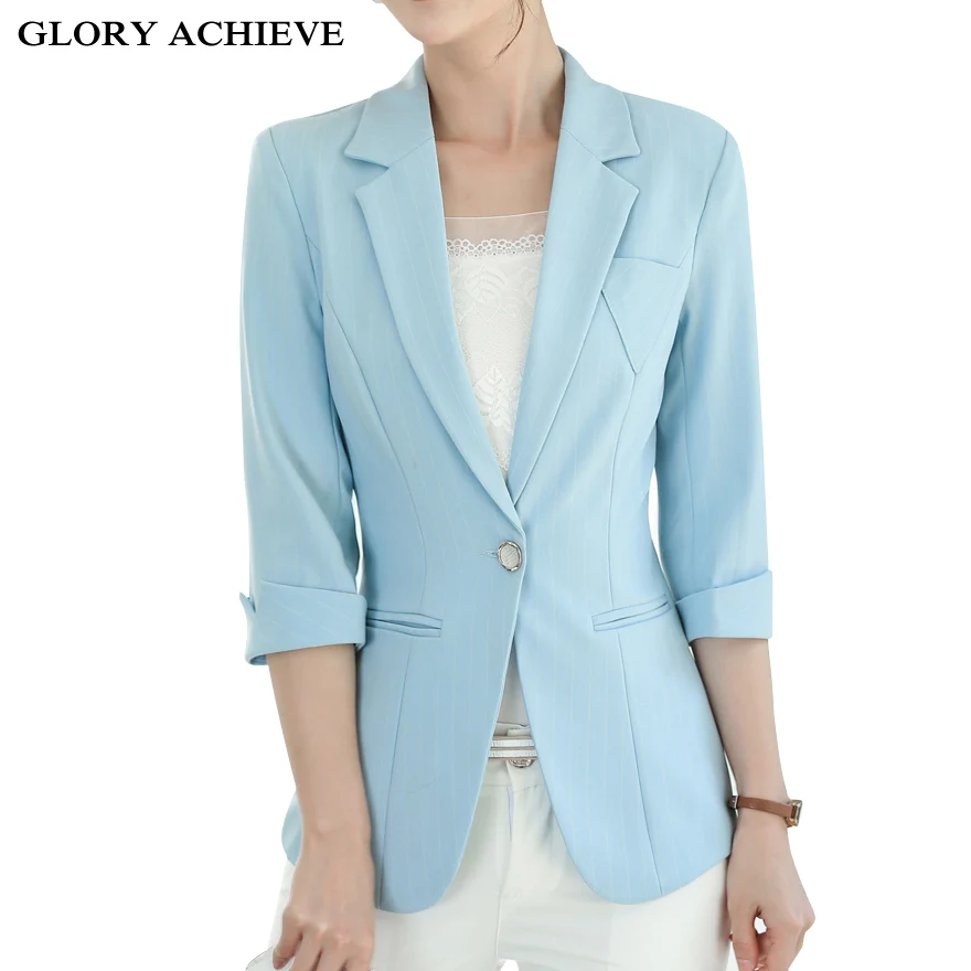 

Large Size S-XXXXXL Autumn Women's Blazer Elegant Stripe Lady Blazers Coat Suits Female Spring Half Sleeve Jacket Suit