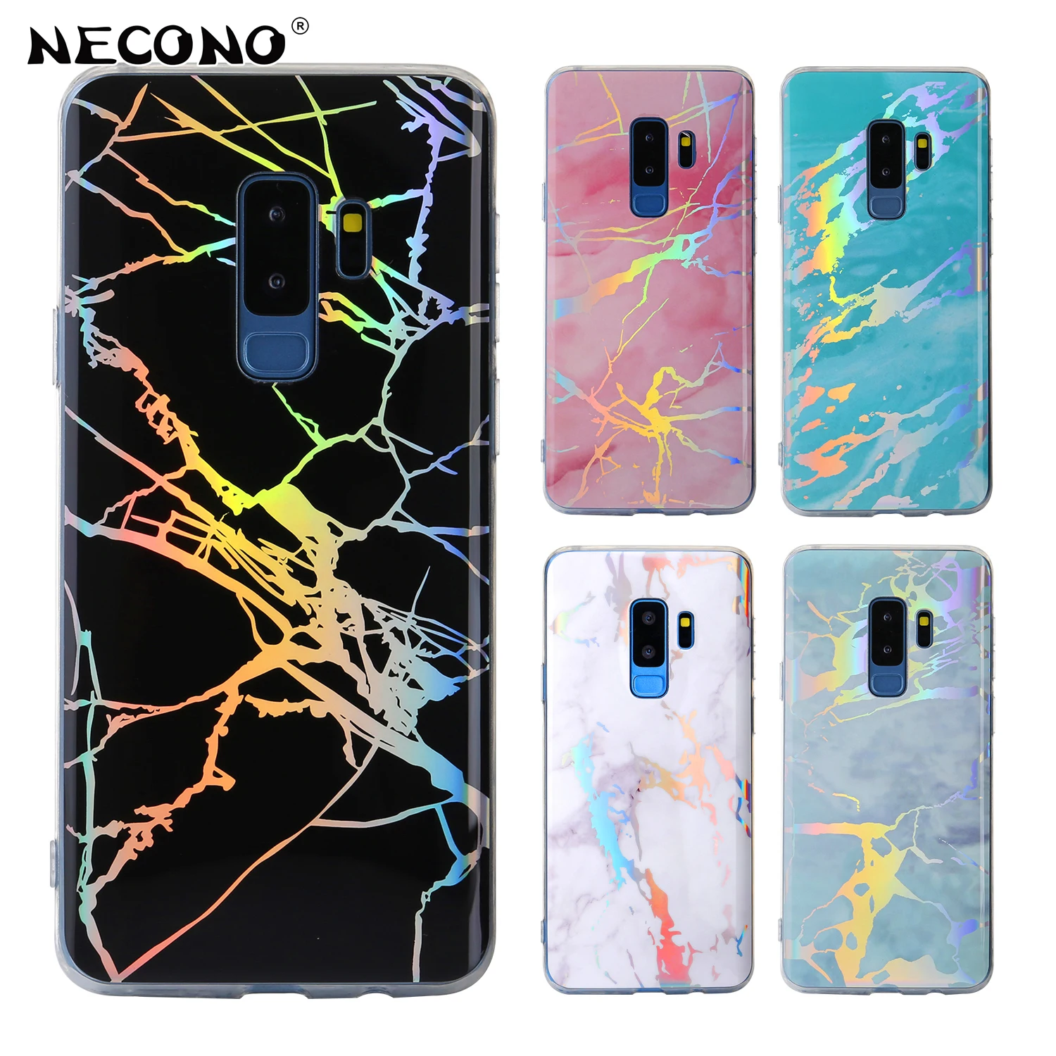 

NECONO Soft Plating Phone Cases For Samsung Galaxy S9 Plus S8 Plus Note 8 Case Shiny Laser Marble Cover Case TPU Protective Capa