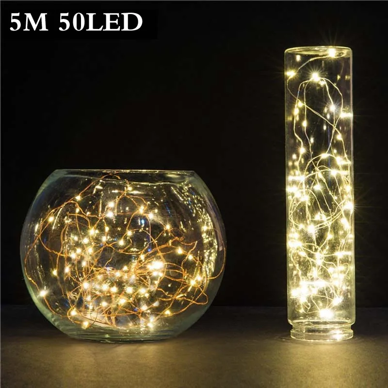 5M 50 led Battery string lights 3XAA Operated LED String Lights for Xmas Garland Party Wedding Decoration | Лампы и освещение
