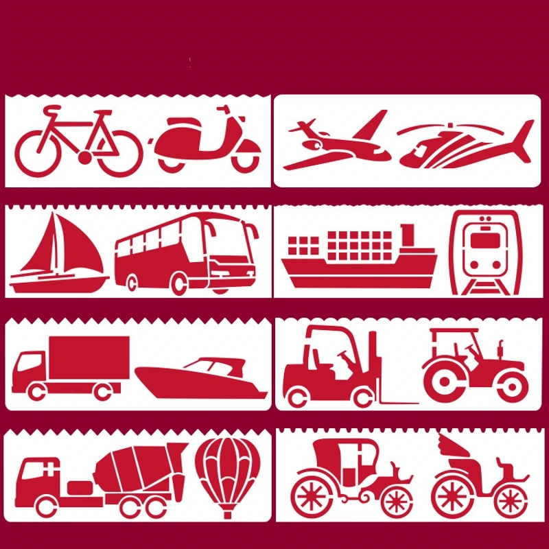 

8Pcs/Set 17*6cm Car Plane DIY Layering Stencils Wall Painting Scrapbook Coloring Embossing Album Decorative Card Template