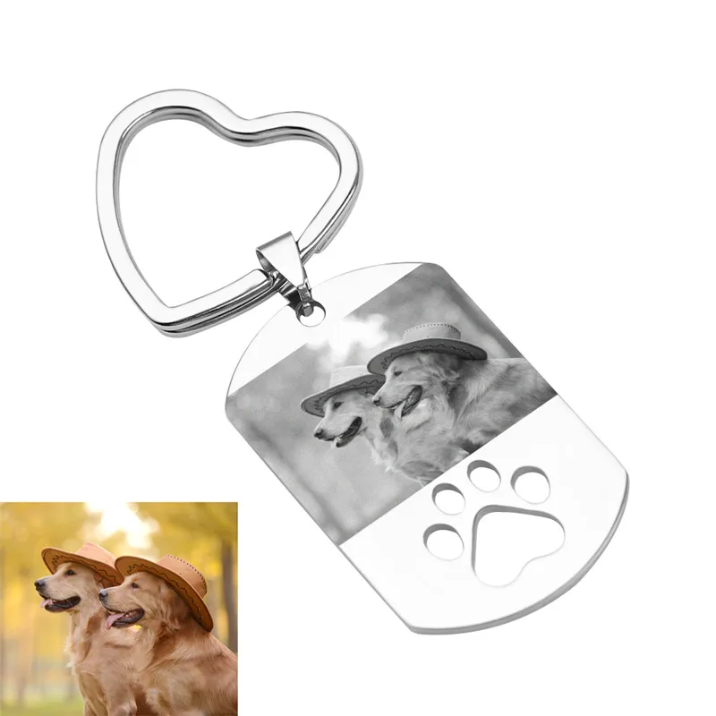 Нержавеющая сталь на заказ фото брелок-календарь с гравировкой ID Dog Tag подвеска в виде ключа цепь Прямая поставка