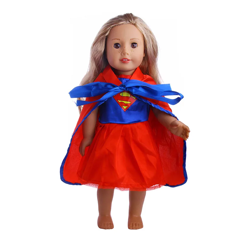 

LUCKDOLL Superman Clothing+Cloak Fit 18 Inch American 43cm Baby Doll Clothes Accessories,Girls Toys,Generation,Birthday Gift