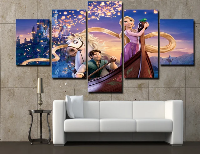 5 Piece Canvas Painting Hd Printed Tangled Rapunzel Flynn Art Home 5 Piece Canvas Painting Hd Printed Tangled Rapunzel Flynn Art Home Decor For Living Room