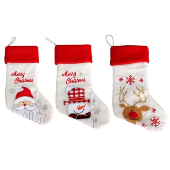 

3pcs Christmas Stockings Santa Claus Snowman Gift Card Treat Holders for Favors and Decoration