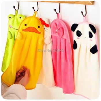 

5PCS/LOT Colorful sweet candy color ultra soft coral fleece cartoon towel Creativity can hang face towel wipes