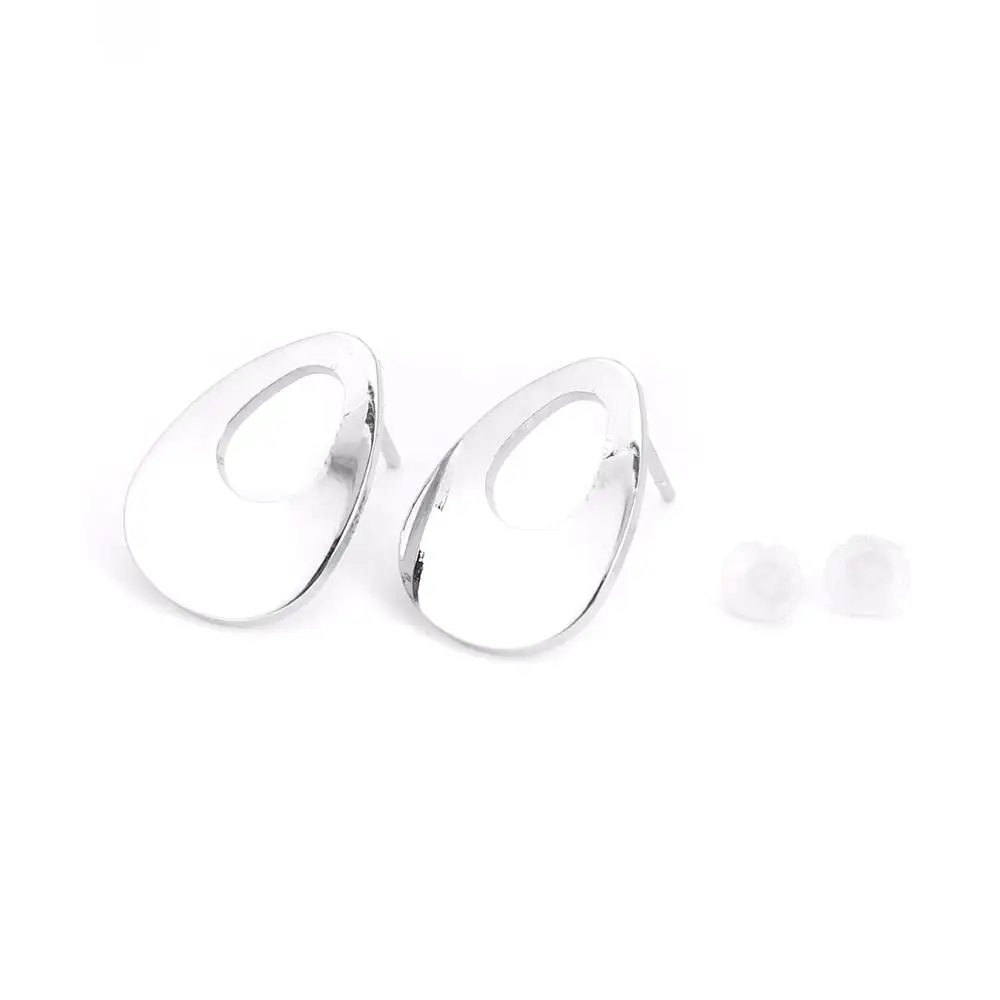 Медные серьги гвоздики DoreenBeads золотистые и Серебристые полые капельки с открытой