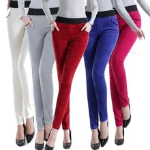 Женские вельветовые OL брюки стрейч брюки повседневные Средняя Талия Длинные узкие брюки размера плюс