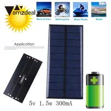 Amzdeal DC 5V 1.5W 300mA Epoxy Sunpower Solar Power Panel 15*6.9*0.3cm DIY Module Cell Charger Toy
