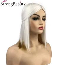 Сильная красота Косплей парики белый средний синтетический парик для костюмированной вечеринки