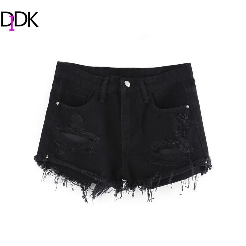 ladies black denim shorts