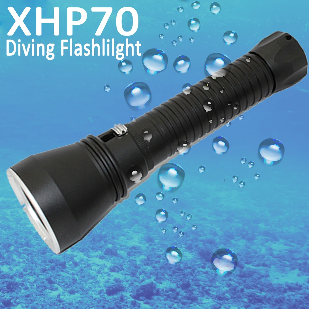 Мощный светодиодный фонарик для дайвинга XHP70 4000 люмен подводный с аквалангом