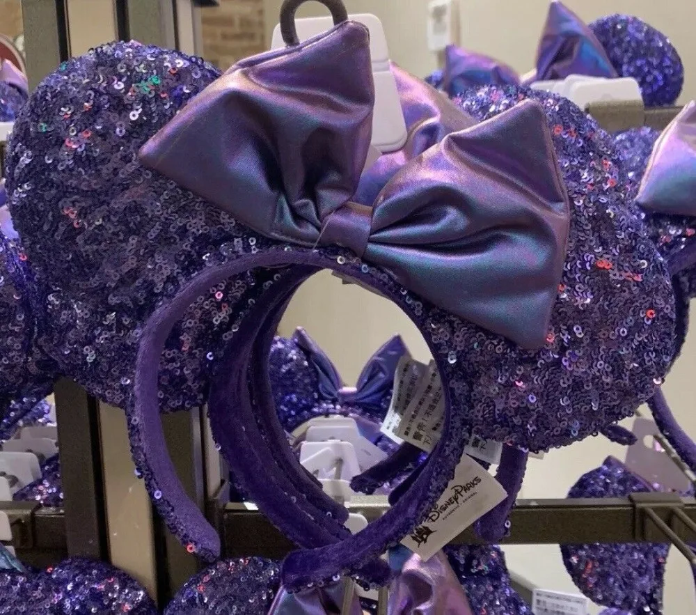 

NEW Minnie mickey mouse sequin Purple EARS COSTUME Headband Cosplay Plush Adult/Kids Headband Gift 2018