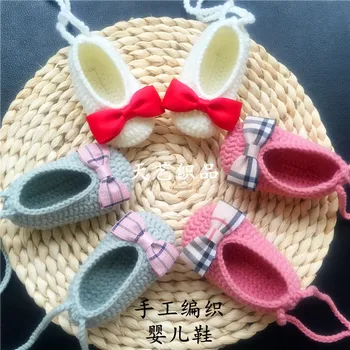 

Hand Knitted Bow Tie Lace, Single Shoe Baby Shoes, Soft Bottom Step Shoes, Baby Shoes, 0-1 Year Old Spring And Autumn Festival.