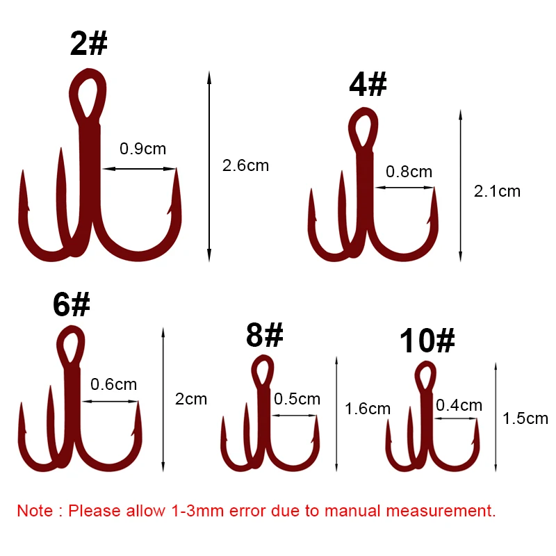 Пернатые тройные рыболовные крючки 10 шт./лот мигалка завязаны красный круглый изгиб колючие тройные Крючки с пером Размер 2#4#6#8#10