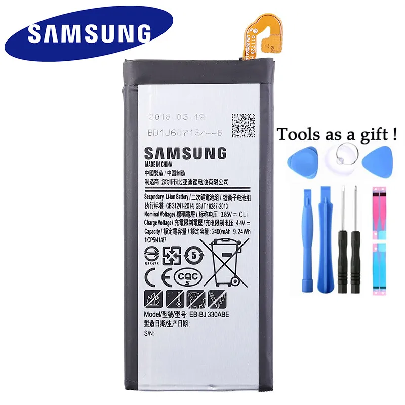100% Оригинальная Аккумуляторная батарея для Samsung GALAXY J3 2017 EB-BJ330ABE J3300 Edition 2400 мАч |