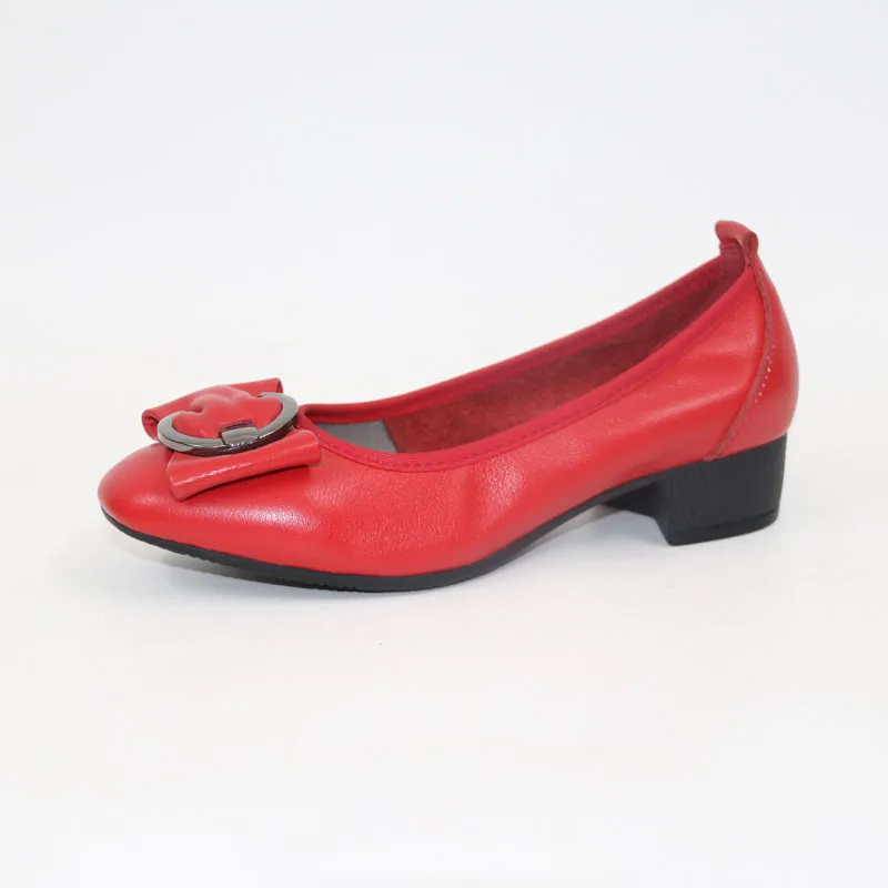 

High heeled leisure women shoes Metal clasp high heels Comfortable women shoes Real leather flower shoes